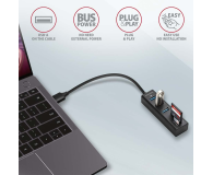 Axagon HMA-CR3A SuperSpeed USB-A hub + czytnik kart - 1485448 - zdjęcie 2